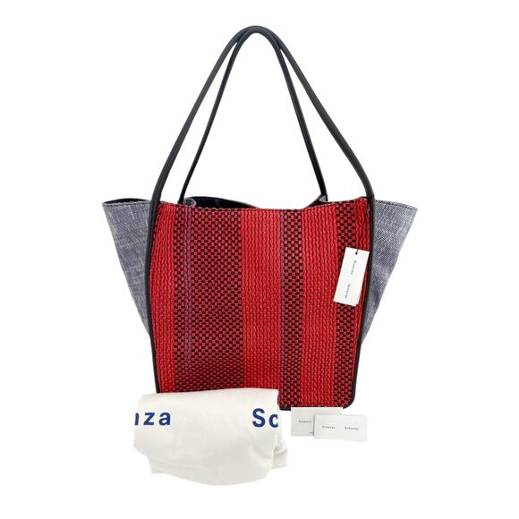 PROENZA SCHOULER XL Mixed Woven Tote Bag Red/Blue - Picture 3 of 13